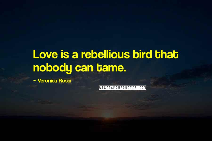 Veronica Rossi Quotes: Love is a rebellious bird that nobody can tame.