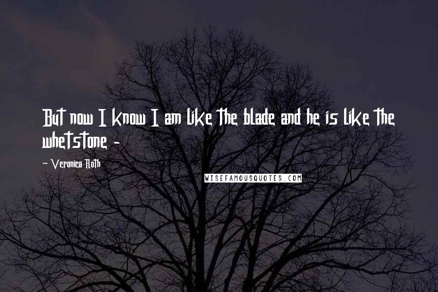 Veronica Roth Quotes: But now I know I am like the blade and he is like the whetstone -