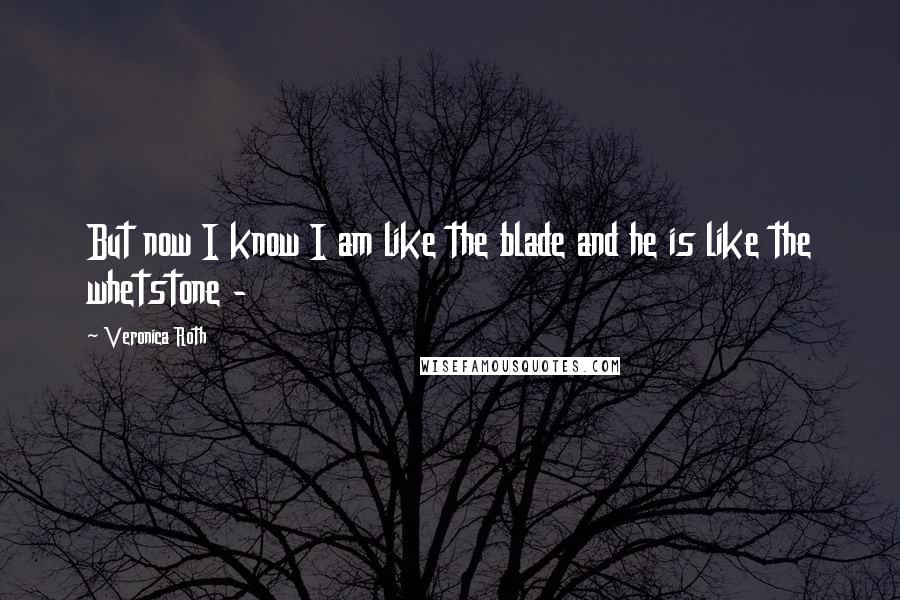 Veronica Roth Quotes: But now I know I am like the blade and he is like the whetstone - 