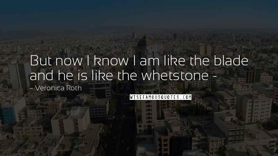 Veronica Roth Quotes: But now I know I am like the blade and he is like the whetstone - 