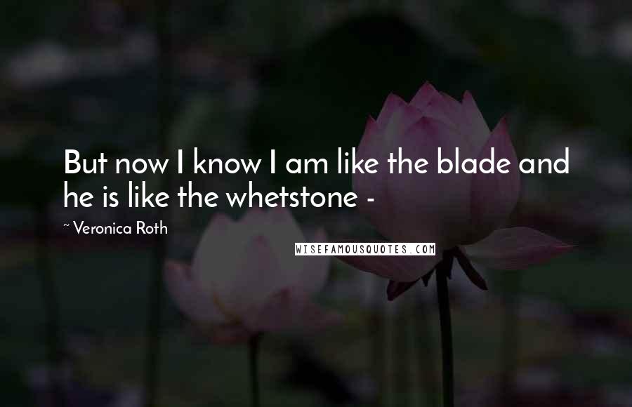 Veronica Roth Quotes: But now I know I am like the blade and he is like the whetstone - 