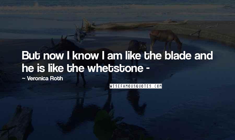 Veronica Roth Quotes: But now I know I am like the blade and he is like the whetstone -
