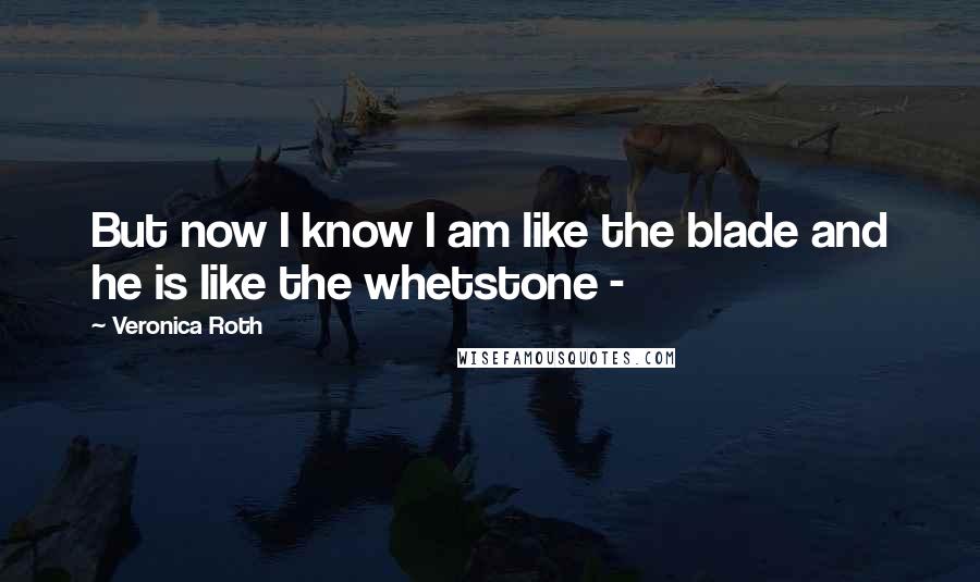 Veronica Roth Quotes: But now I know I am like the blade and he is like the whetstone - 