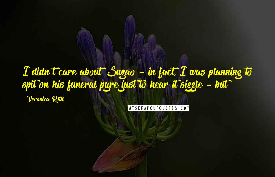 Veronica Roth Quotes: I didn't care about Suzao - in fact, I was planning to spit on his funeral pyre just to hear it sizzle - but
