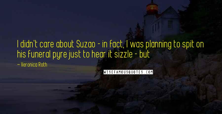 Veronica Roth Quotes: I didn't care about Suzao - in fact, I was planning to spit on his funeral pyre just to hear it sizzle - but