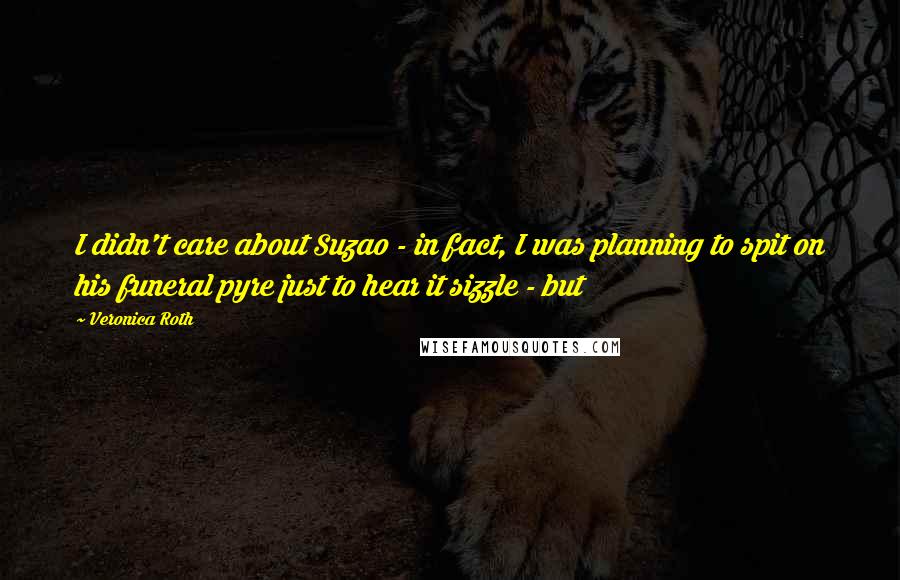 Veronica Roth Quotes: I didn't care about Suzao - in fact, I was planning to spit on his funeral pyre just to hear it sizzle - but