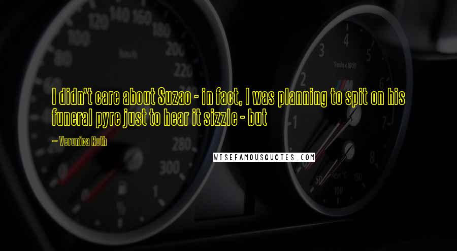 Veronica Roth Quotes: I didn't care about Suzao - in fact, I was planning to spit on his funeral pyre just to hear it sizzle - but