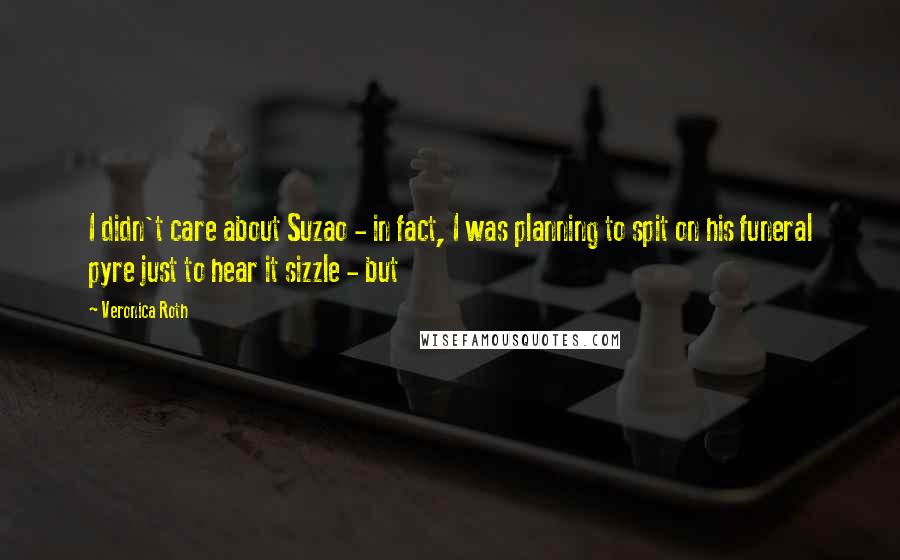 Veronica Roth Quotes: I didn't care about Suzao - in fact, I was planning to spit on his funeral pyre just to hear it sizzle - but