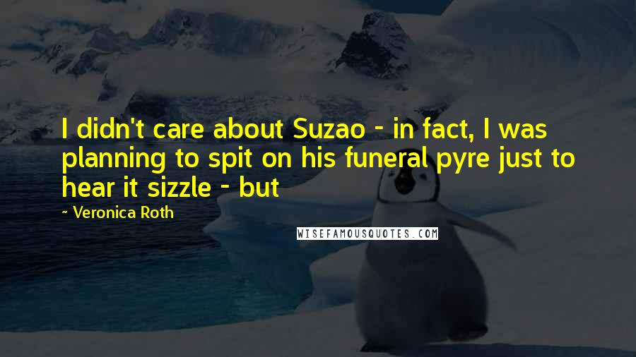 Veronica Roth Quotes: I didn't care about Suzao - in fact, I was planning to spit on his funeral pyre just to hear it sizzle - but