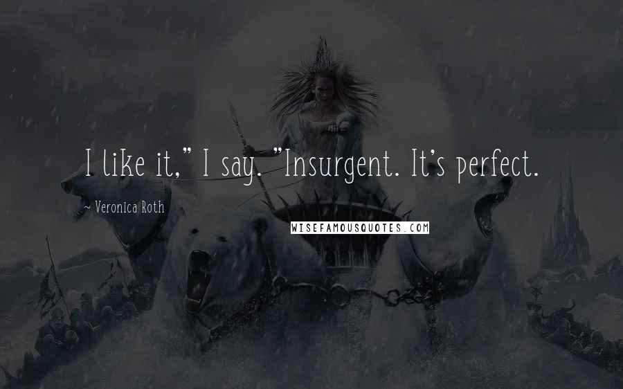 Veronica Roth Quotes: I like it," I say. "Insurgent. It's perfect.