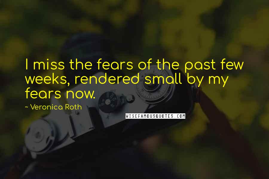 Veronica Roth Quotes: I miss the fears of the past few weeks, rendered small by my fears now.