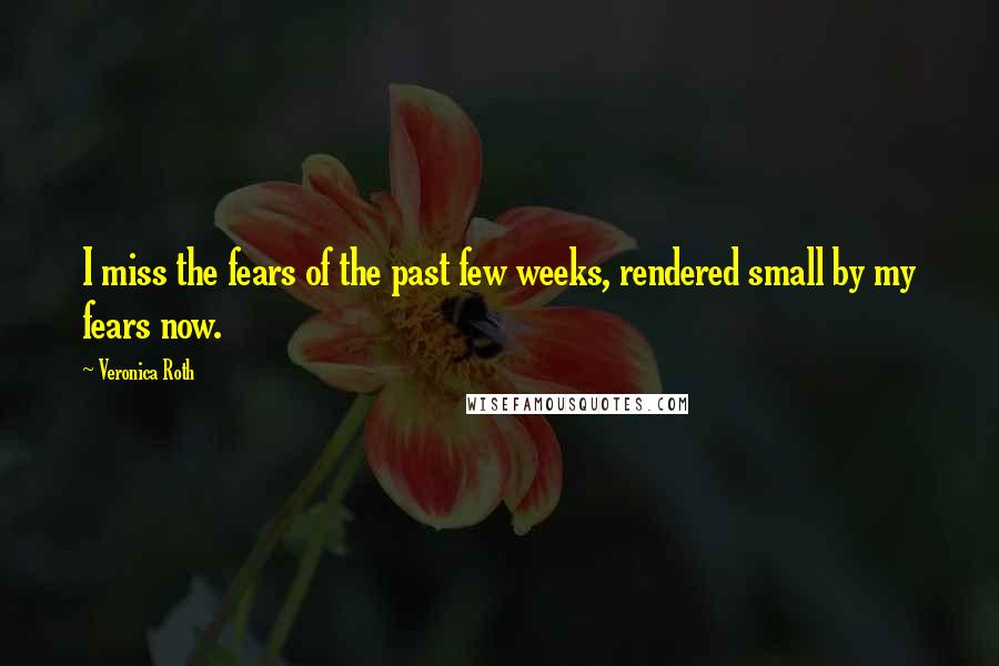 Veronica Roth Quotes: I miss the fears of the past few weeks, rendered small by my fears now.