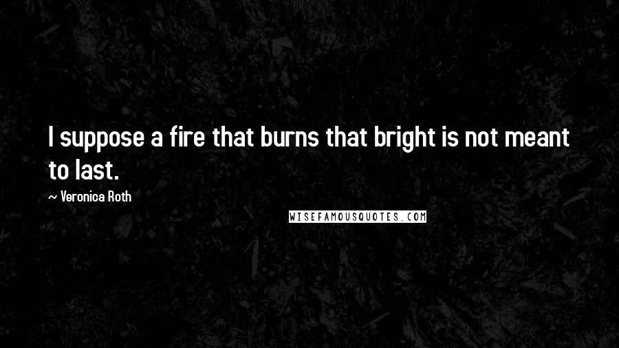 Veronica Roth Quotes: I suppose a fire that burns that bright is not meant to last.