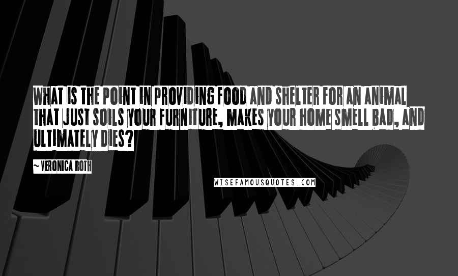 Veronica Roth Quotes: What is the point in providing food and shelter for an animal that just soils your furniture, makes your home smell bad, and ultimately dies?