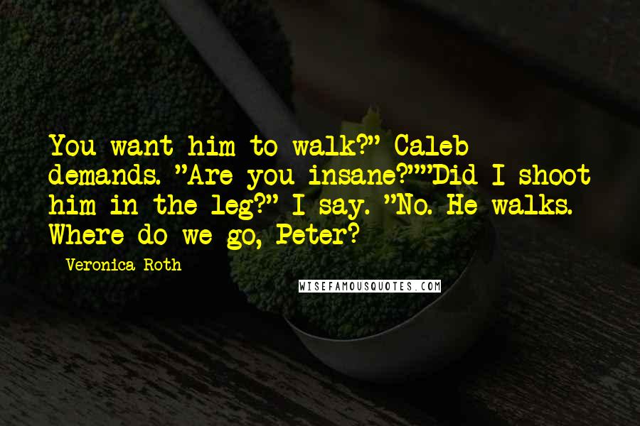 Veronica Roth Quotes: You want him to walk?" Caleb demands. "Are you insane?""Did I shoot him in the leg?" I say. "No. He walks. Where do we go, Peter?