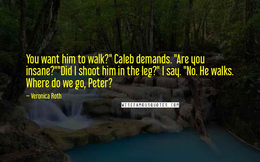Veronica Roth Quotes: You want him to walk?" Caleb demands. "Are you insane?""Did I shoot him in the leg?" I say. "No. He walks. Where do we go, Peter?