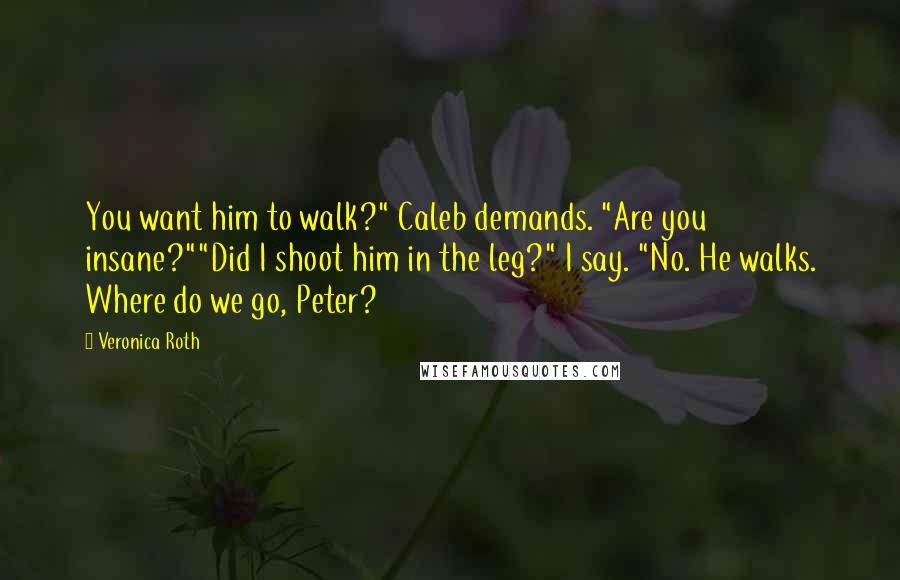 Veronica Roth Quotes: You want him to walk?" Caleb demands. "Are you insane?""Did I shoot him in the leg?" I say. "No. He walks. Where do we go, Peter?