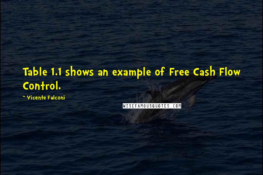 Vicente Falconi Quotes: Table 1.1 shows an example of Free Cash Flow Control.