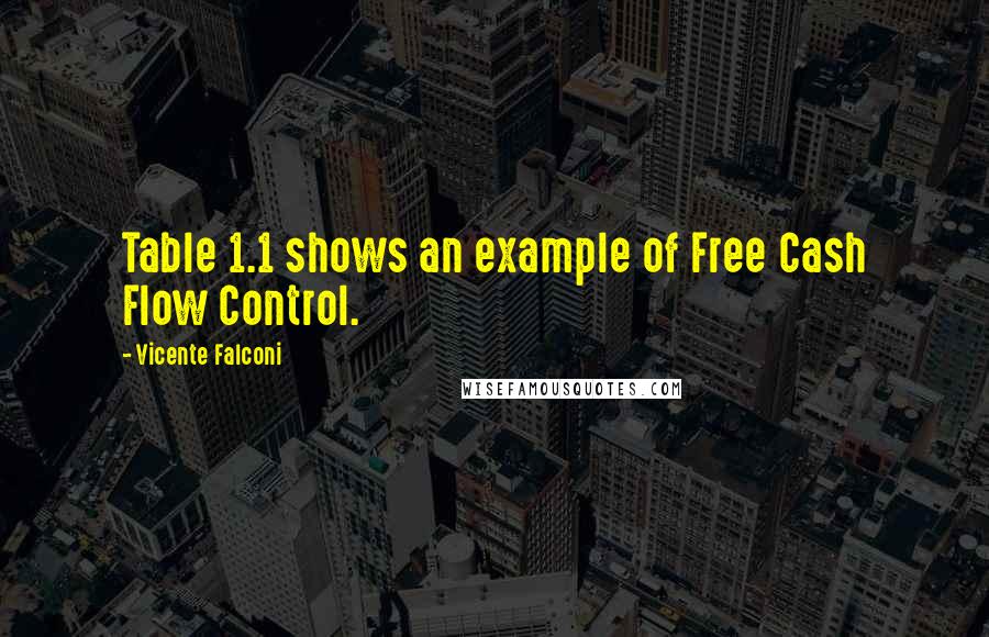 Vicente Falconi Quotes: Table 1.1 shows an example of Free Cash Flow Control.