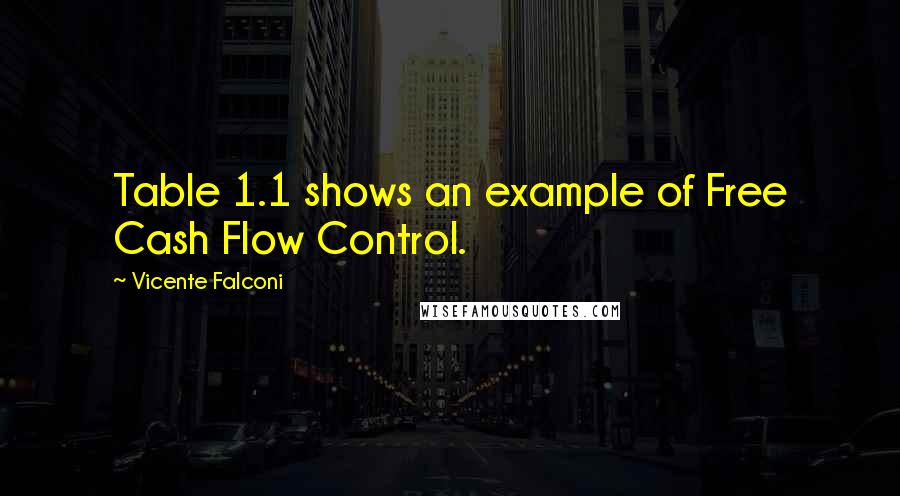 Vicente Falconi Quotes: Table 1.1 shows an example of Free Cash Flow Control.