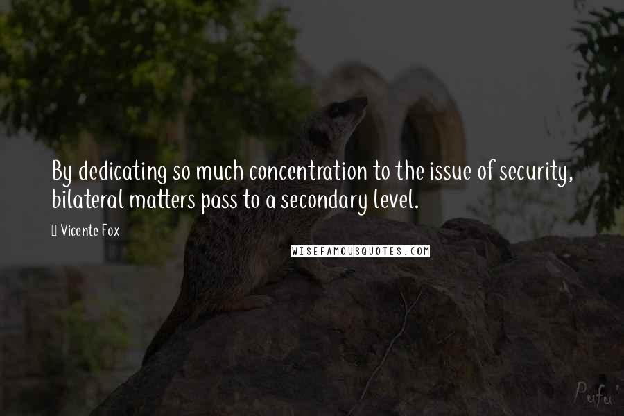 Vicente Fox Quotes: By dedicating so much concentration to the issue of security, bilateral matters pass to a secondary level.