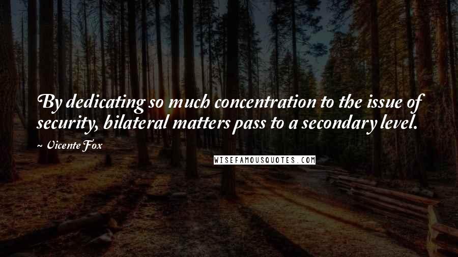 Vicente Fox Quotes: By dedicating so much concentration to the issue of security, bilateral matters pass to a secondary level.