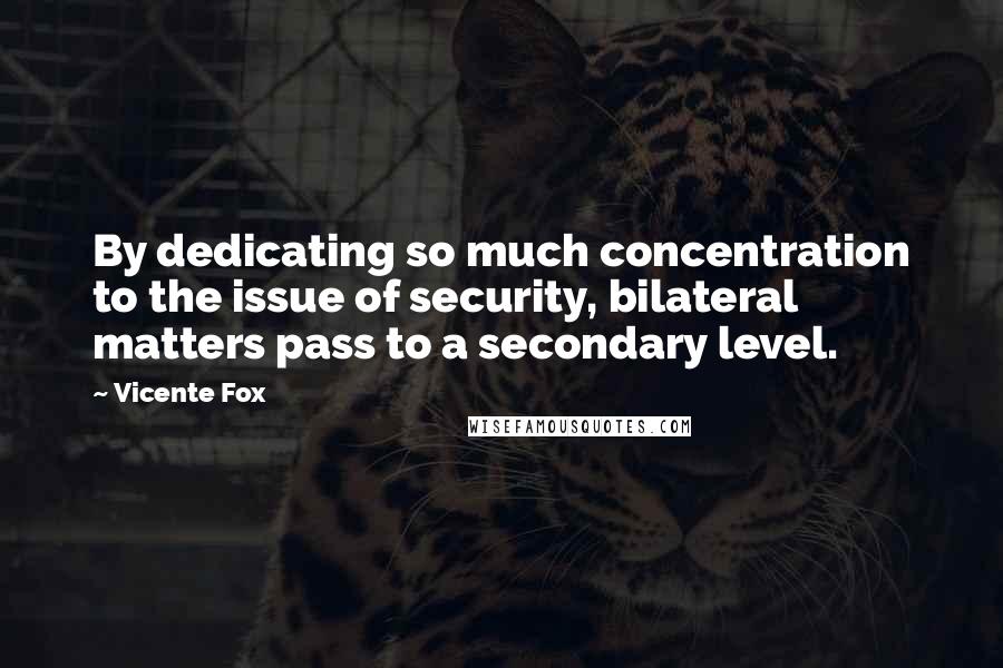 Vicente Fox Quotes: By dedicating so much concentration to the issue of security, bilateral matters pass to a secondary level.