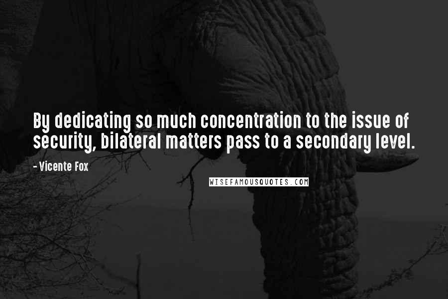 Vicente Fox Quotes: By dedicating so much concentration to the issue of security, bilateral matters pass to a secondary level.