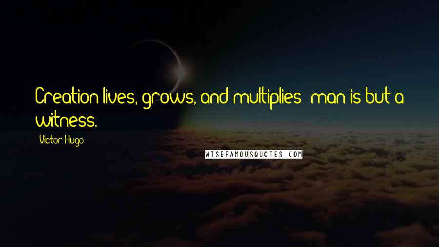 Victor Hugo Quotes: Creation lives, grows, and multiplies; man is but a witness.