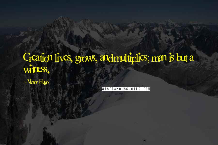 Victor Hugo Quotes: Creation lives, grows, and multiplies; man is but a witness.
