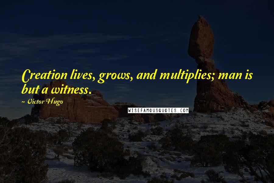 Victor Hugo Quotes: Creation lives, grows, and multiplies; man is but a witness.