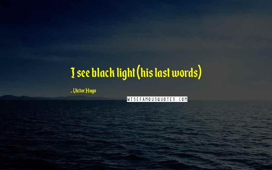 Victor Hugo Quotes: I see black light (his last words)