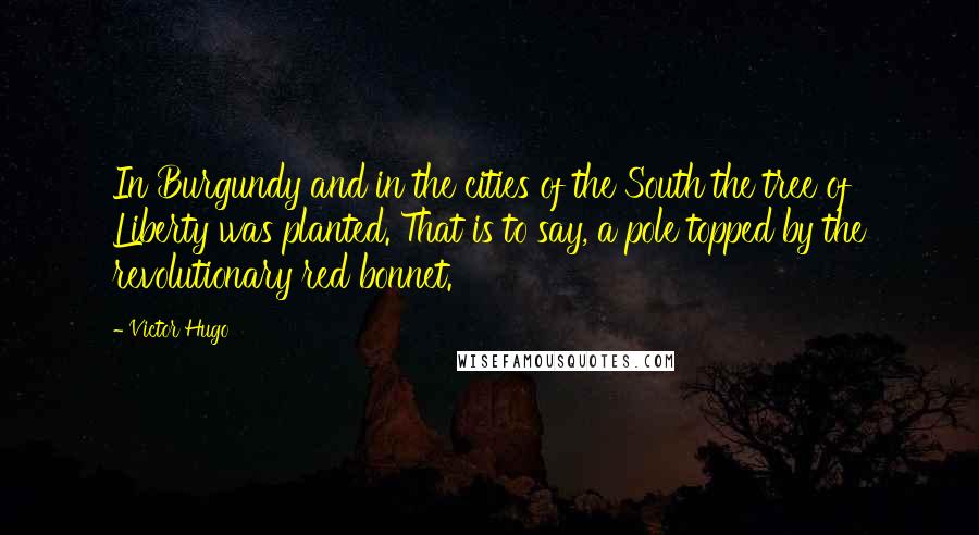 Victor Hugo Quotes: In Burgundy and in the cities of the South the tree of Liberty was planted. That is to say, a pole topped by the revolutionary red bonnet.