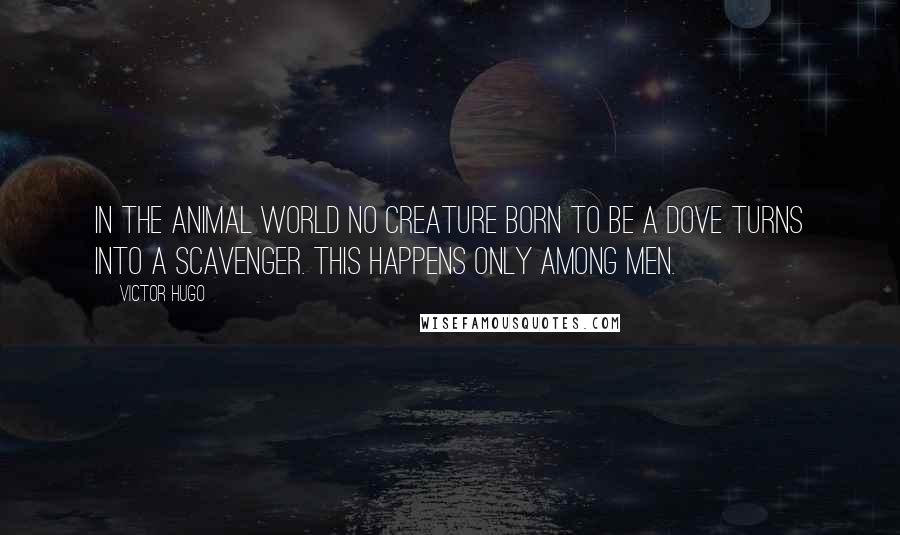 Victor Hugo Quotes: In the animal world no creature born to be a dove turns into a scavenger. This happens only among men.