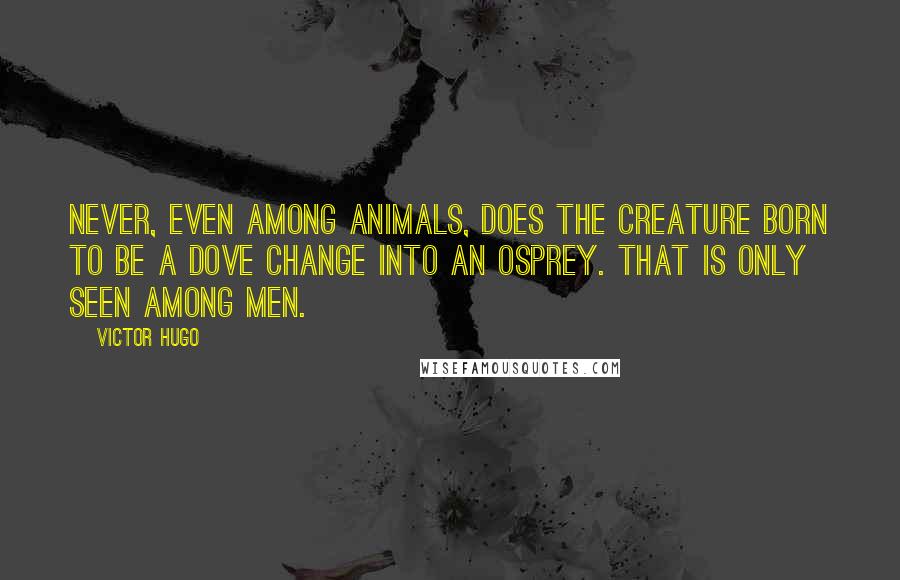 Victor Hugo Quotes: Never, even among animals, does the creature born to be a dove change into an osprey. That is only seen among men.