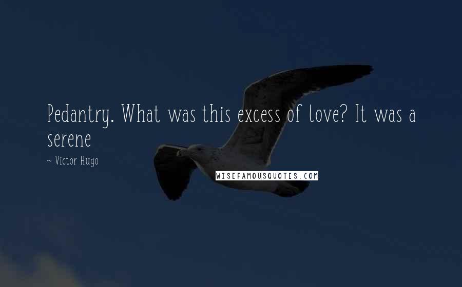 Victor Hugo Quotes: Pedantry. What was this excess of love? It was a serene