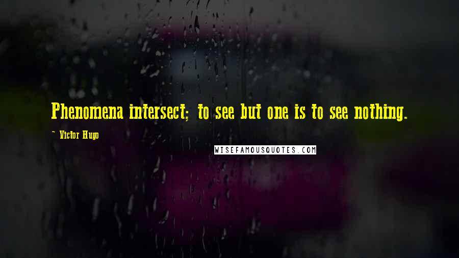 Victor Hugo Quotes: Phenomena intersect; to see but one is to see nothing.