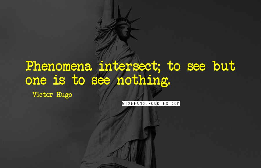 Victor Hugo Quotes: Phenomena intersect; to see but one is to see nothing.