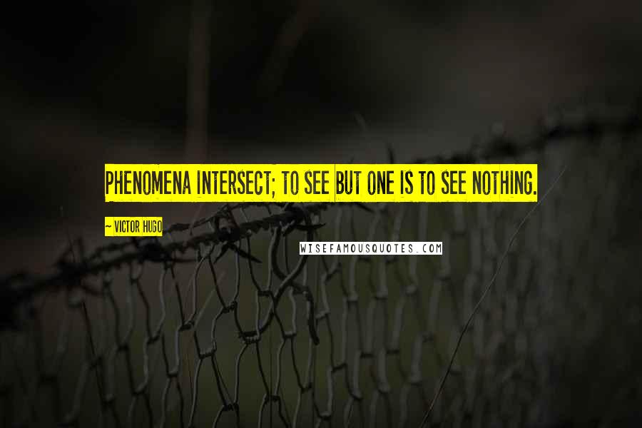 Victor Hugo Quotes: Phenomena intersect; to see but one is to see nothing.