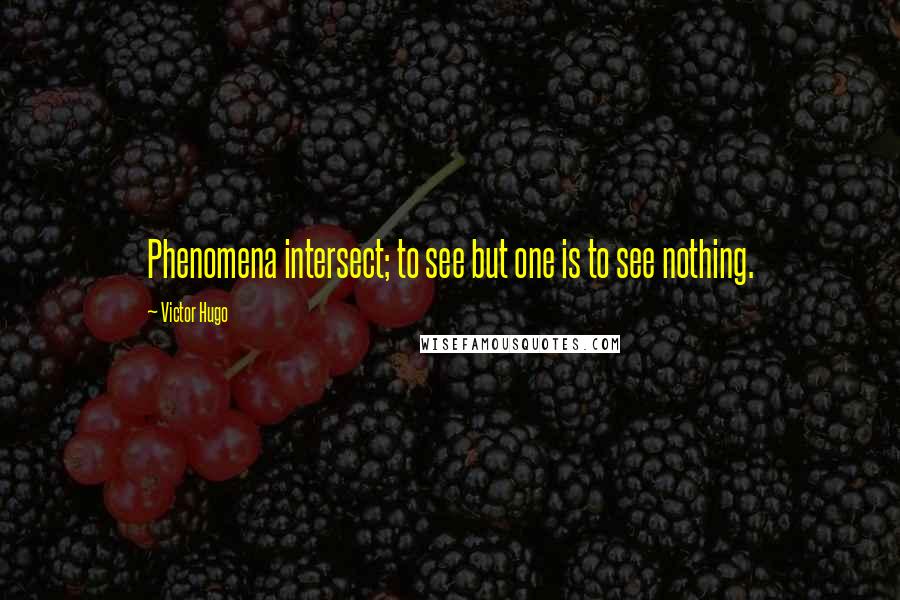 Victor Hugo Quotes: Phenomena intersect; to see but one is to see nothing.