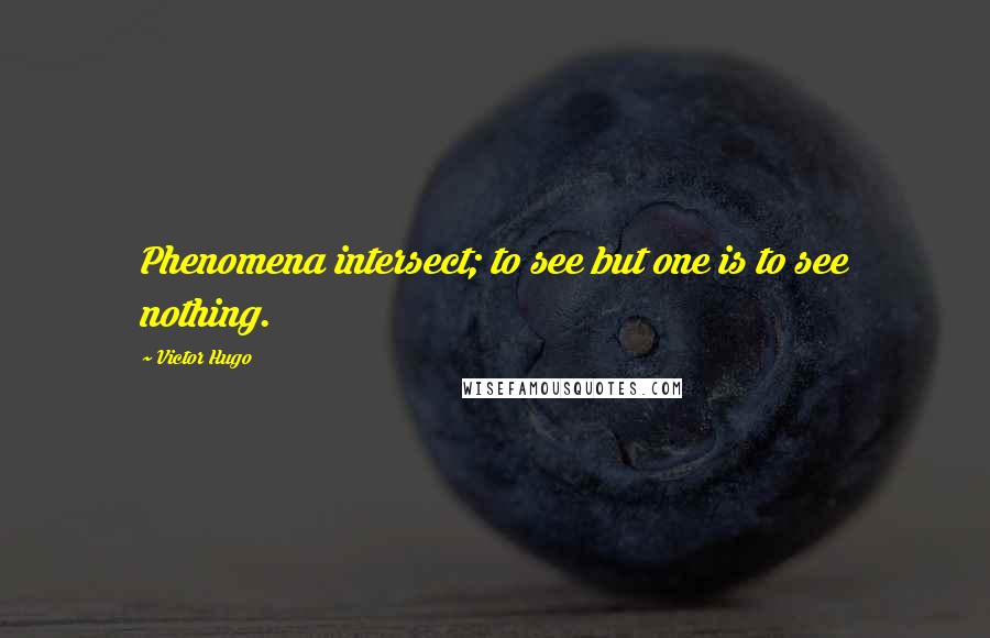 Victor Hugo Quotes: Phenomena intersect; to see but one is to see nothing.