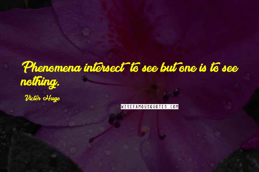 Victor Hugo Quotes: Phenomena intersect; to see but one is to see nothing.