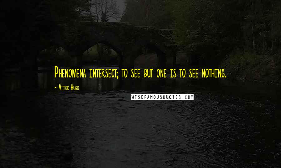 Victor Hugo Quotes: Phenomena intersect; to see but one is to see nothing.