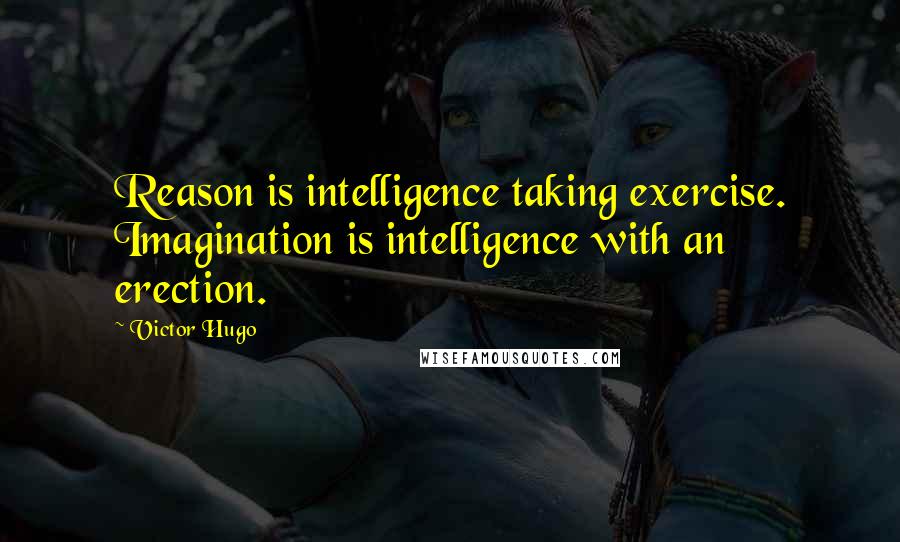 Victor Hugo Quotes: Reason is intelligence taking exercise. Imagination is intelligence with an erection.