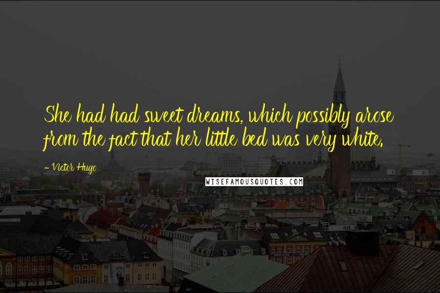 Victor Hugo Quotes: She had had sweet dreams, which possibly arose from the fact that her little bed was very white.