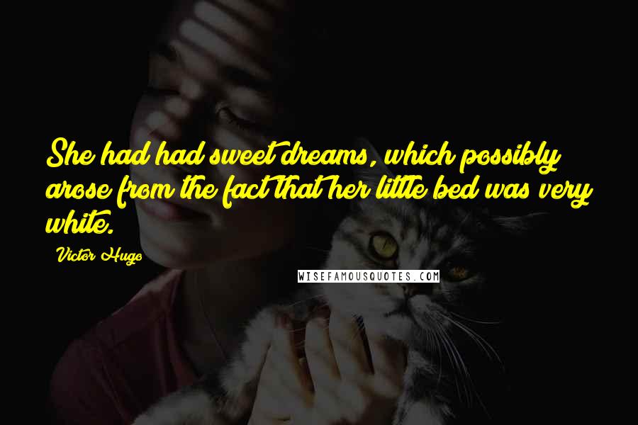 Victor Hugo Quotes: She had had sweet dreams, which possibly arose from the fact that her little bed was very white.