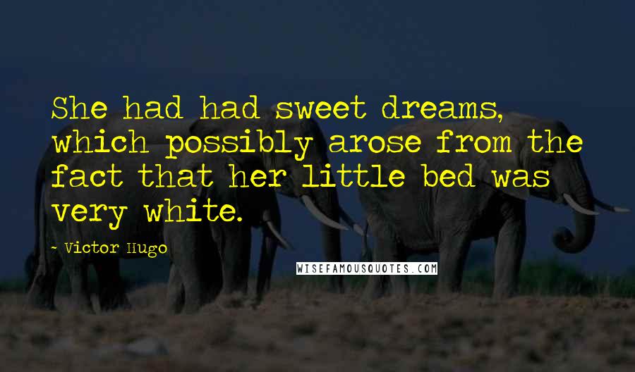 Victor Hugo Quotes: She had had sweet dreams, which possibly arose from the fact that her little bed was very white.