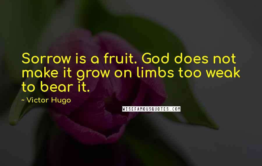Victor Hugo Quotes: Sorrow is a fruit. God does not make it grow on limbs too weak to bear it.