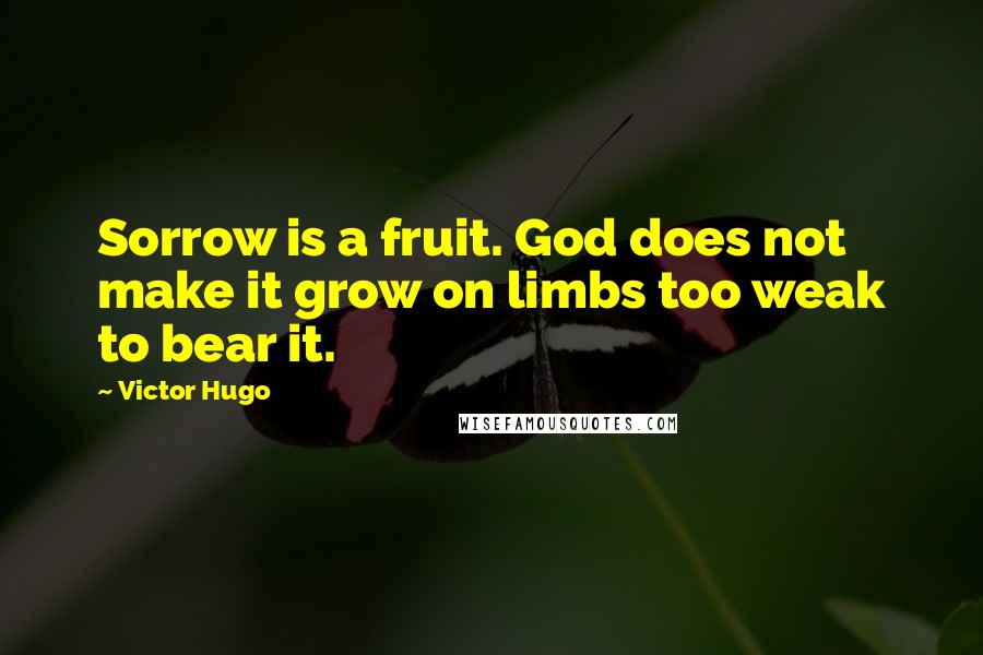 Victor Hugo Quotes: Sorrow is a fruit. God does not make it grow on limbs too weak to bear it.