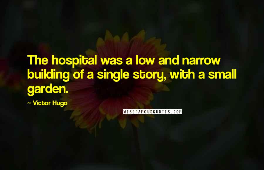 Victor Hugo Quotes: The hospital was a low and narrow building of a single story, with a small garden.